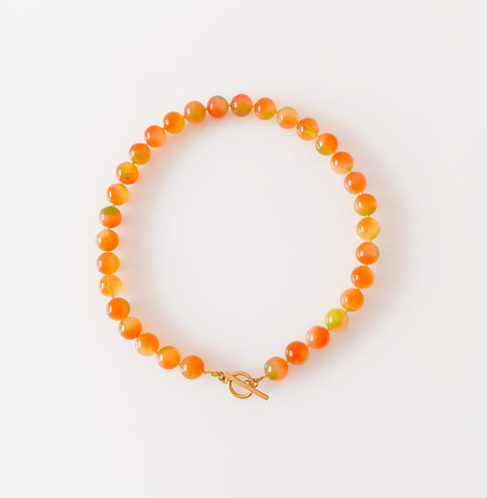 שרשרת אבן חן ג'ייד כתום ירוק