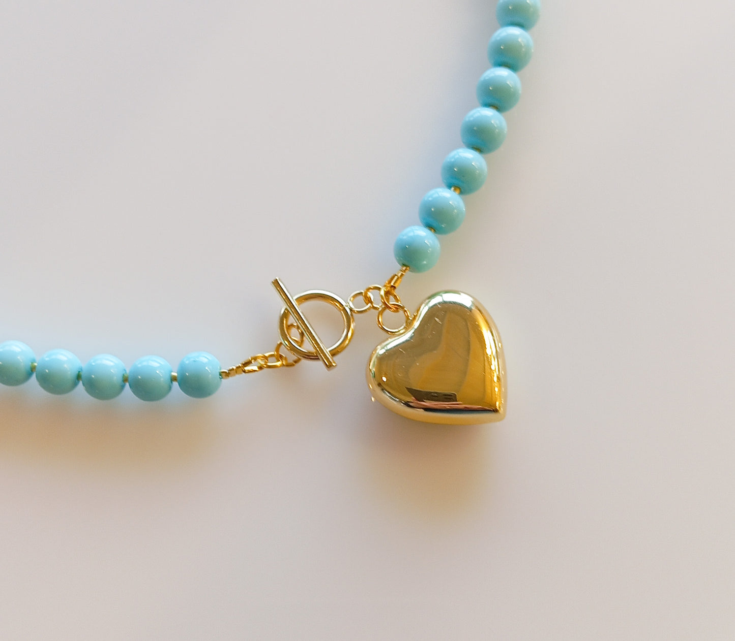 שרשרת טורקיז לב זהב