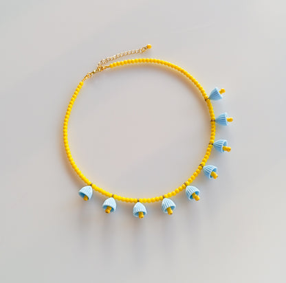 שרשרת פעמוניות בצהוב תכלת