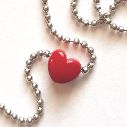 שרשרת לב טייני אדום כסופה