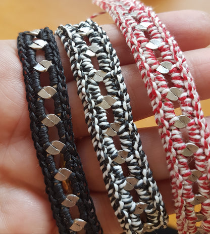 צמיד יוניסקס קלוע על שרשרת מתכת