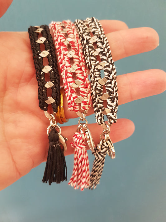 צמיד יוניסקס קלוע על שרשרת מתכת