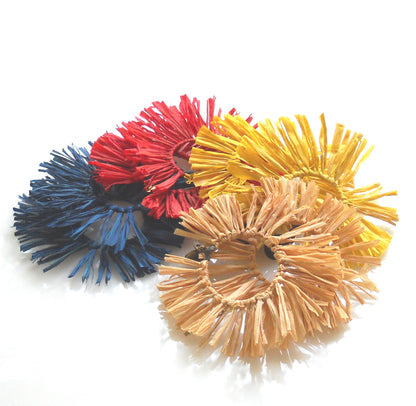 עגיל חישוק גדול מסדרת ראפייה - בצהוב