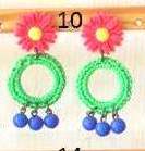 עגילי FLOWER POWER בפוקסיה ירוק כחול