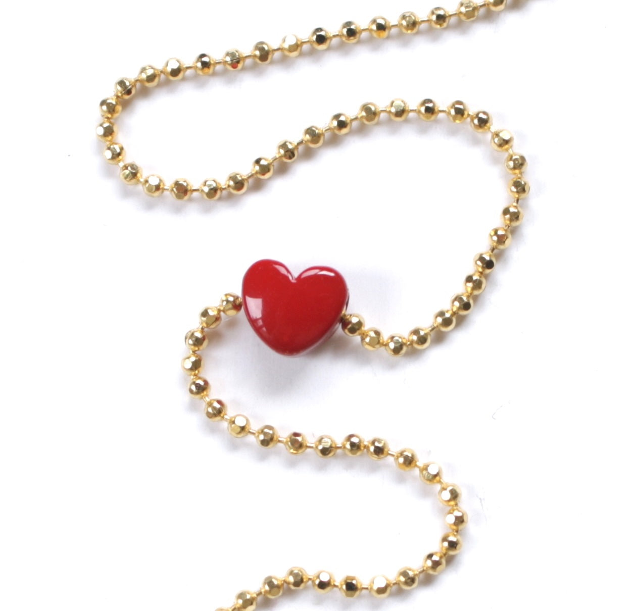 שרשרת לב טייני אדום זהובה