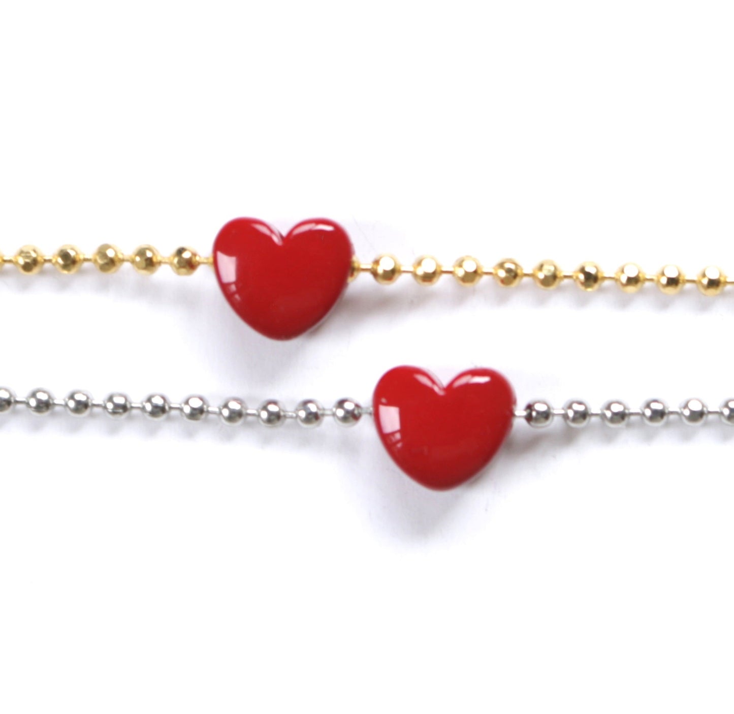 שרשרת לב טייני אדום זהובה