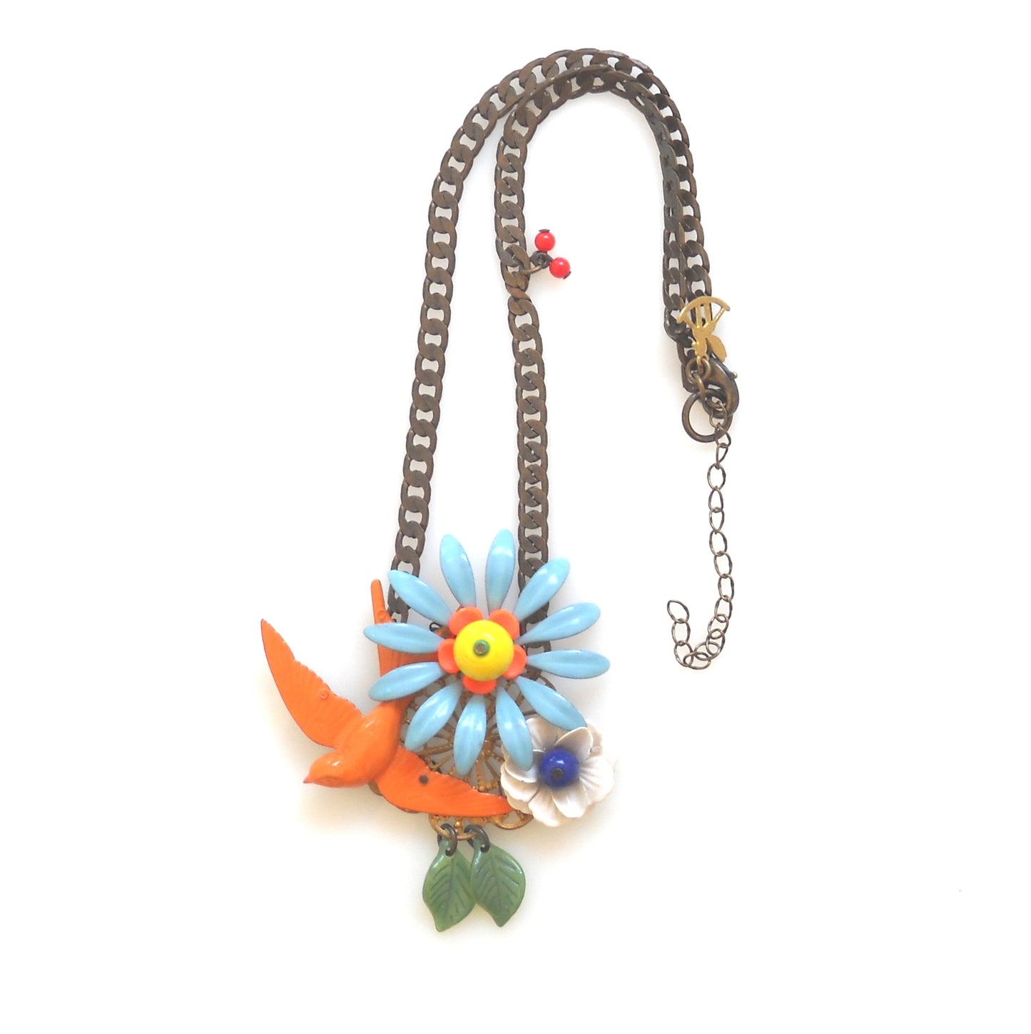 שרשרת סנונית בכתום תכלת