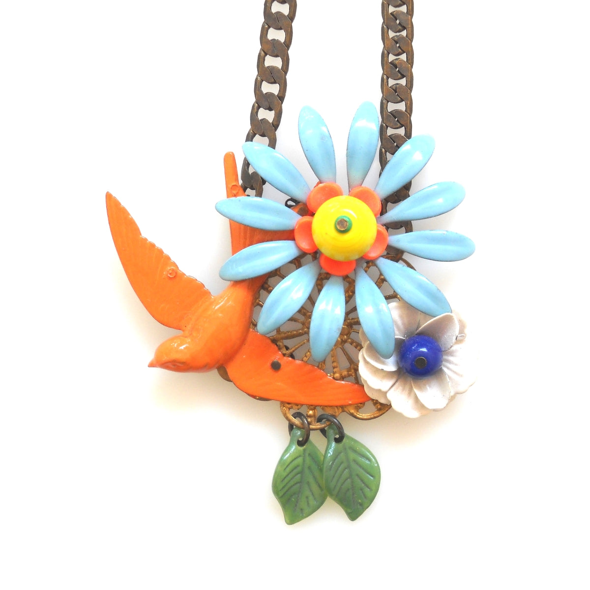 שרשרת סנונית בכתום תכלת