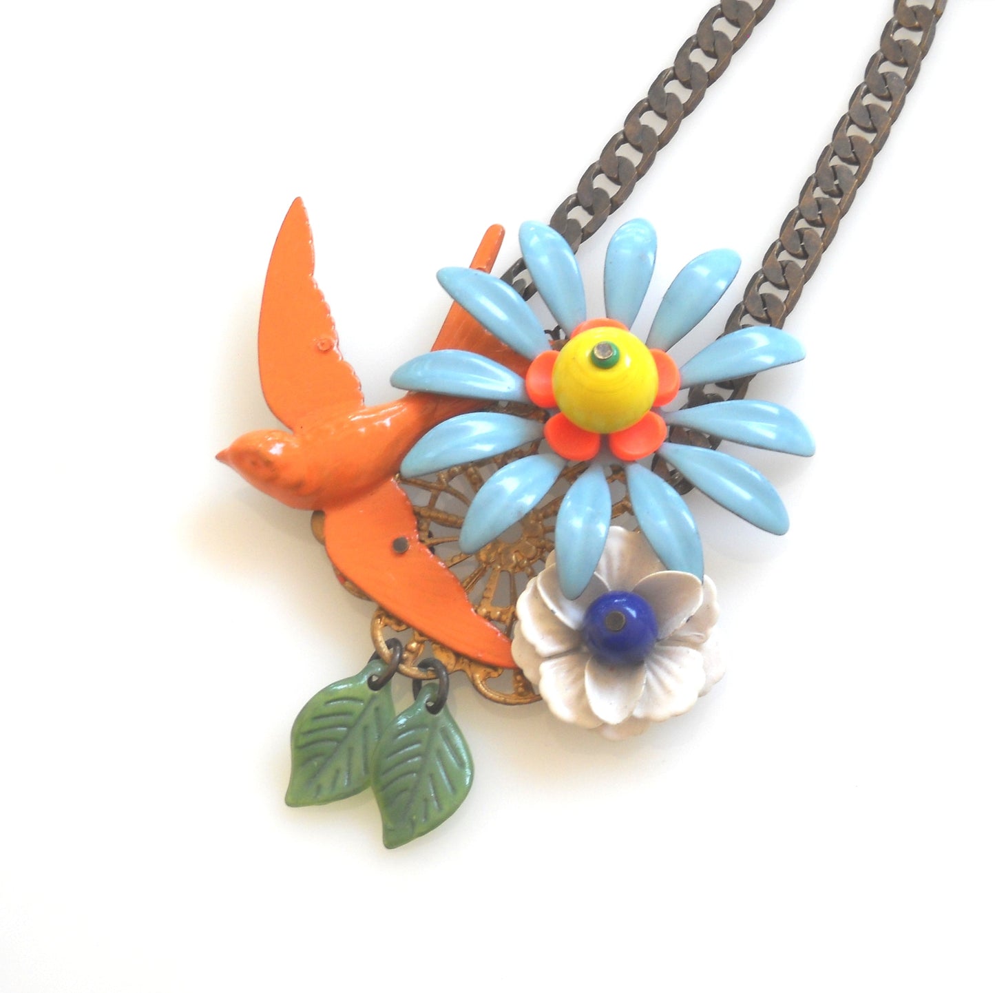 שרשרת סנונית בכתום תכלת