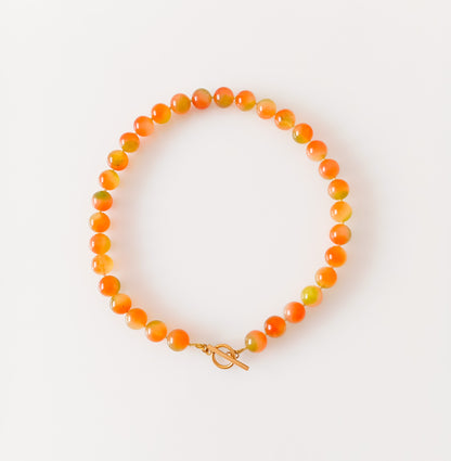 שרשרת אבן חן ג'ייד כתום ירוק