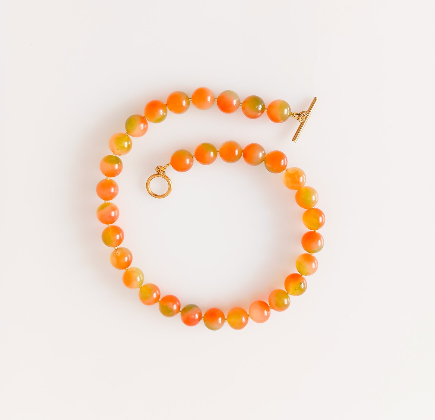 שרשרת אבן חן ג'ייד כתום ירוק