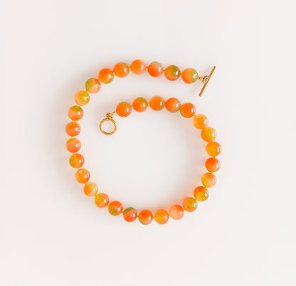 שרשרת אבן חן ג'ייד כתום ירוק