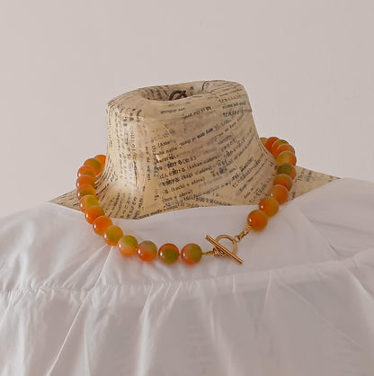 שרשרת אבן חן ג'ייד כתום ירוק