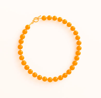 שרשרת אבן חן ג'ייד בצהוב ענברי