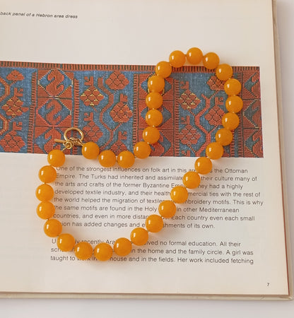 שרשרת אבן חן ג'ייד בצהוב ענברי