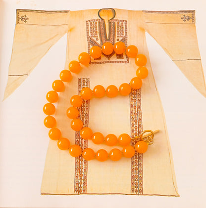 שרשרת אבן חן ג'ייד בצהוב ענברי