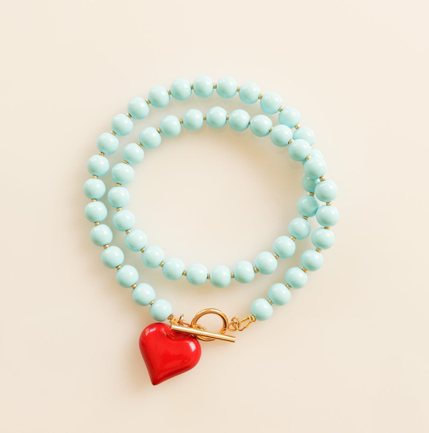 שרשרת טורקיז לב אדום