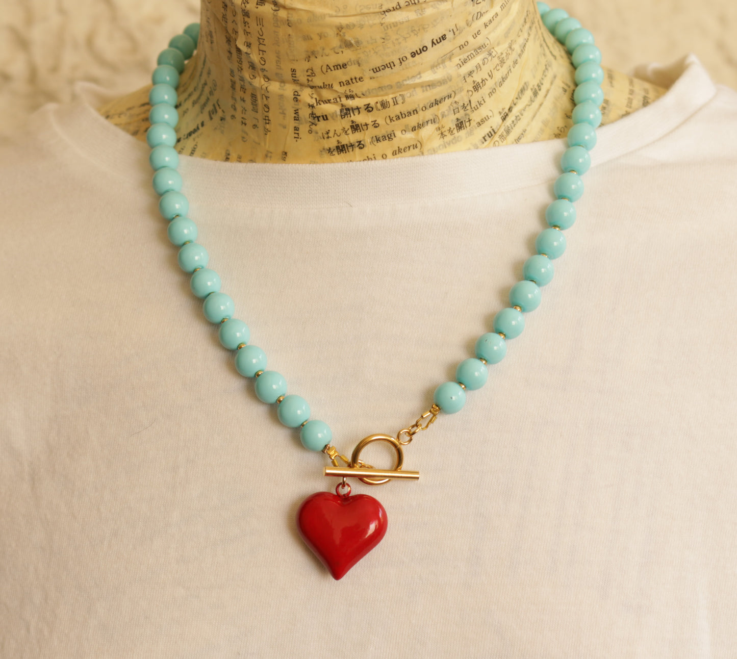 שרשרת טורקיז לב אדום