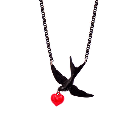שרשרת סנונית לב אדום