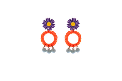 עגילי FLOWER POWER בכחול אדום תכלת