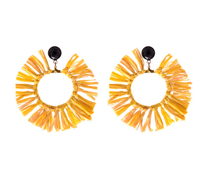 עגיל חישוק גדול מסדרת ראפייה - בצהוב